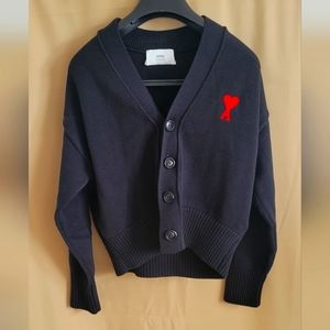 AMI ALEXANDRE MATTIUSSI-Black Ami de Cœur Cardigan